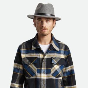 Brixton Messer Fedora Heather Grey Hat Size L
